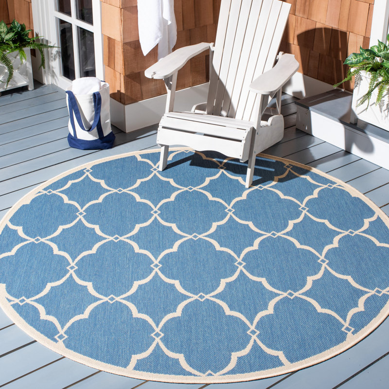 Adler Performance Geometric Indoor/Outdoor Area Rug, Round 8'