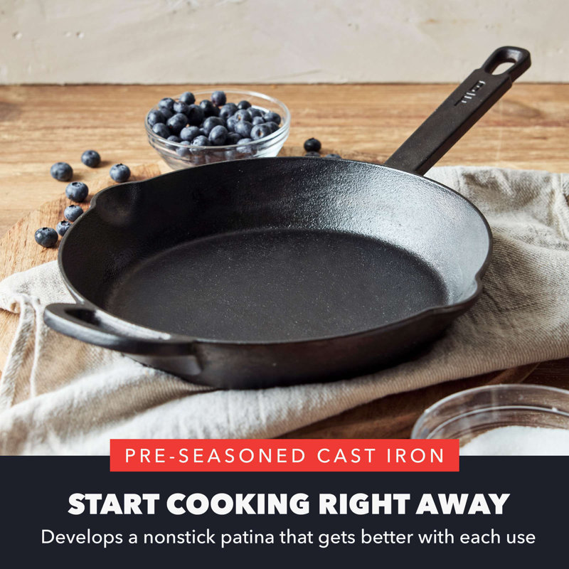Bobby Flay 10" Black Cast Iron Skillet with Helper Handle