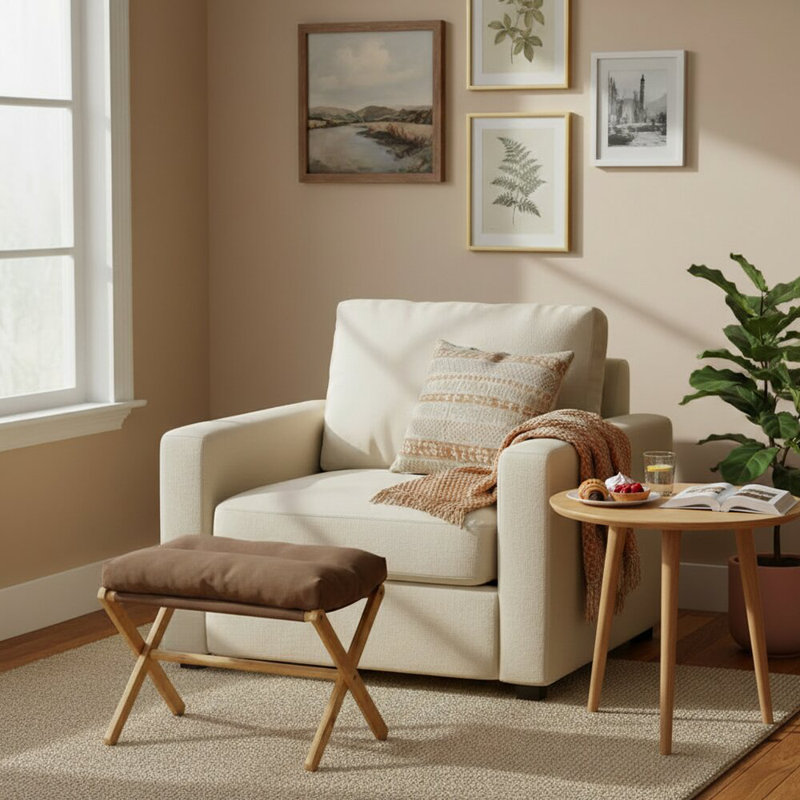 Bamboo / Rattan Accent Stool, Coffee