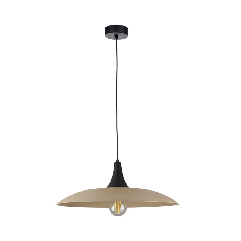 1 - Light Matte Black Dome Pendant, Black/Latte