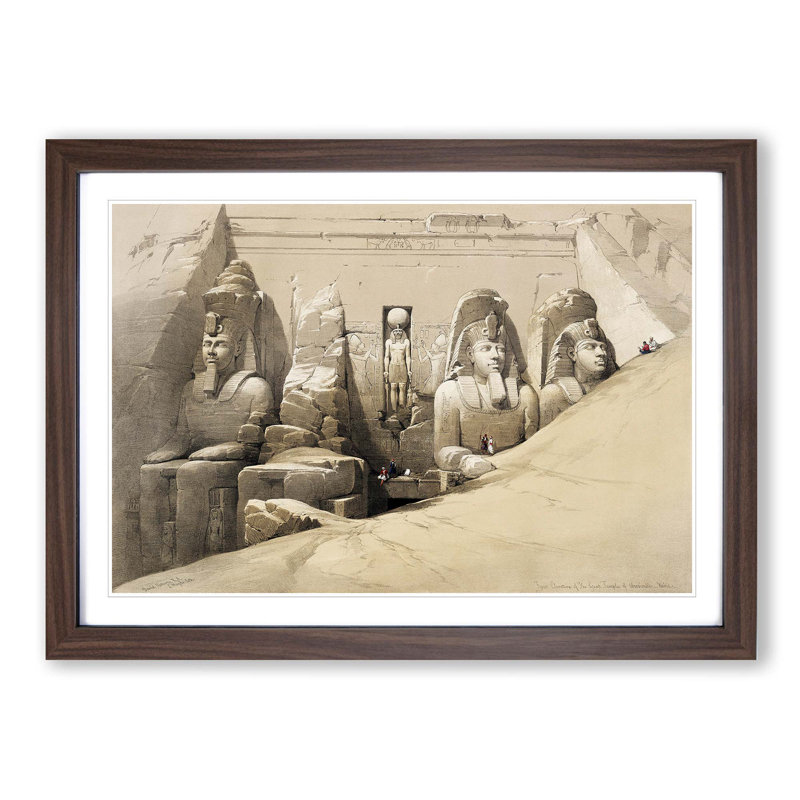 Great Temple of Aboosimble Nubia by David Roberts - Picture Frame Painting Print, Walnut Framed, 27cm H x 36cm W x 2cm D