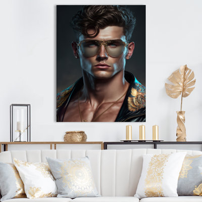 «Fashion Muscular Man with Sun Glasses III», impression sur toile