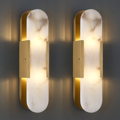 20" Dimmable Wall Mounted Sconce with Alabaster Shade (Set of 2)