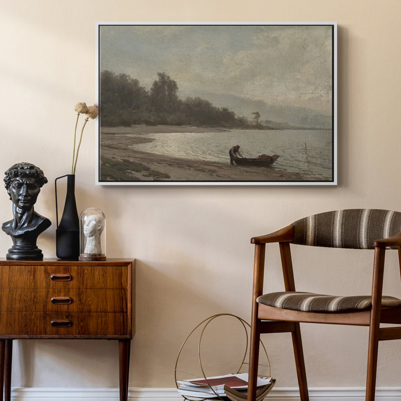 Paysage rétro - DCCCLxxxix, Toile encadrée flottée blanche, H 17 po x l 25 po x P 2 po