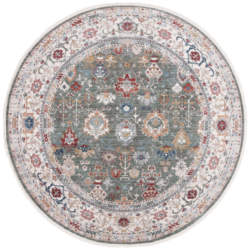 Fairhaven Sage & Ivory Hand-Knotted Wool Blend 6'7" Round Rug