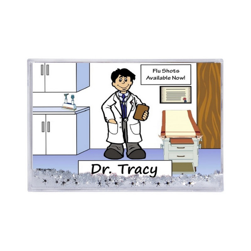 Personalized Doctor - Cadeau de cadre de boule à neige MINI mâle, H 2,5 po x l 3,75 po x P 1 po