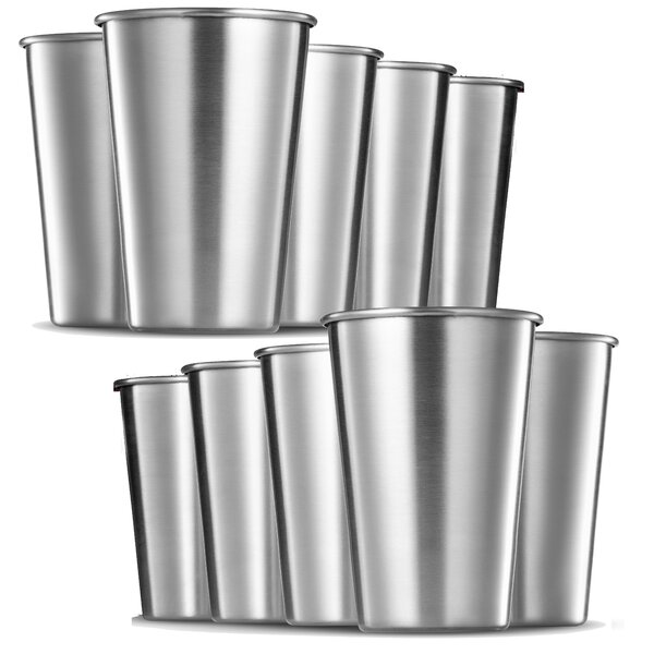 16 oz Stainless Steel Pint Cups Shatterproof Tumblers Unbreakable Metal Drinking  Glasses with Logo 