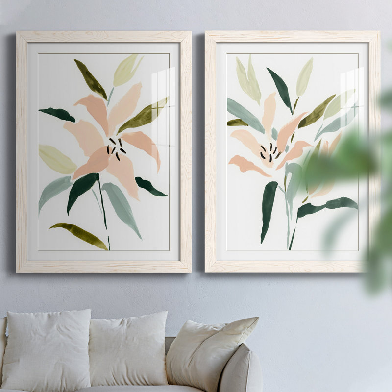 «Lily Abstracted I», ensemble de 2 reproductions d'art sur papier encadrées, H 31,5 po x l 47 po x P 1,5 po