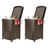 Suncast 77 Quarts Serving Station / Cart Cooler with wheels in Brown
