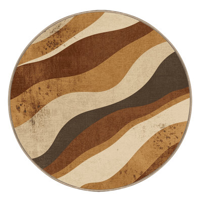 Machine Washable Ottoline Modern Rustic Vintage Look Rug in Brown 