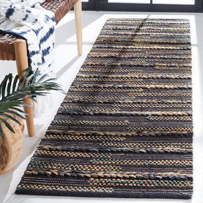 Tapis rayé en jute / coton Avonte