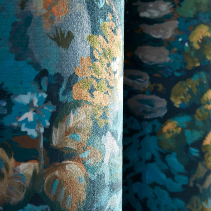 Garden Walk Soft Touch Recycled Polyester Velour P Polyester Semi Sheer Pinch Pleat Curtain Pair, 66cm Width x 137cm Drop