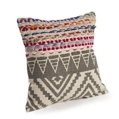 Boho Geometric Chevron Textured Cotton Blend Throw Pillow Cover