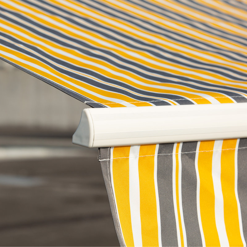 Auvent de patio rétractable, L 144 po x P 120 po, Rayé jaune, Yellow