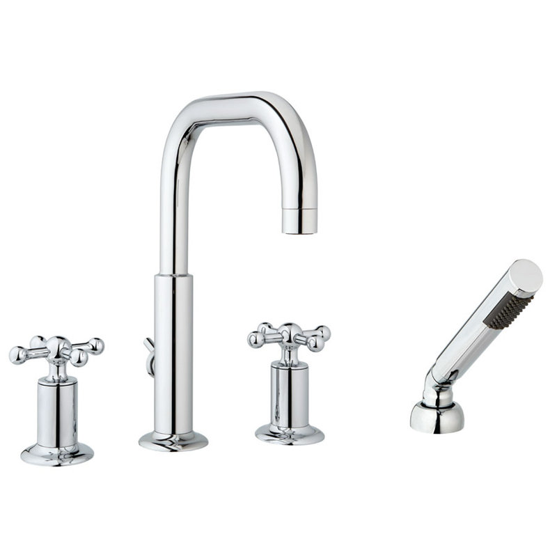 Tub Filler with Diverter, Brushed Nickel, With Handheld Shower