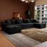 Canapé modulaire en U de 145 po, canapé à compression, velours côtelé noir