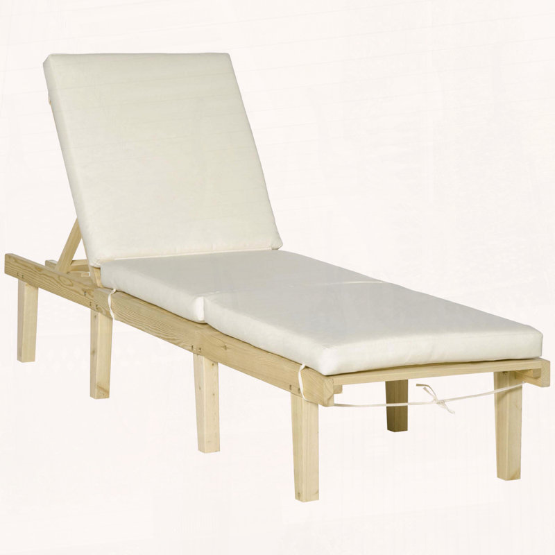 Fauteuil inclinable en bois pour patio avec dossier et coussin réglables à 4 positions