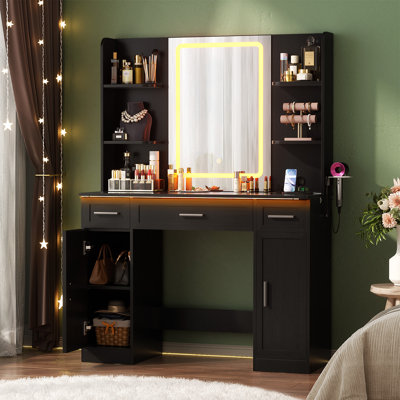  Wood Vanity Desk with Drawers