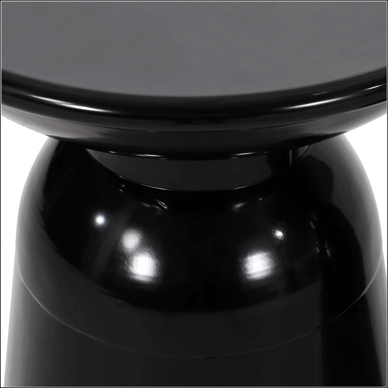 Stylish Outdoor Metal End Table With Pedestal Base, Perfect For Modern Spaces And Durability, Black