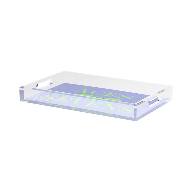 Abstract Decorative Tray, 2" H x 17" W x 10.5" D, Lime Hydrangea