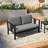 Junco Solid Wood Teak Outdoor Loveseat With Cushion And Arms-8681601-8681607