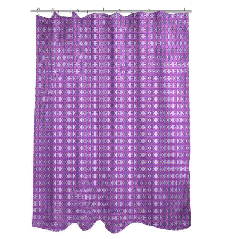 Rideau de douche simple à motif de losanges doublé classique, Mauve / Rose