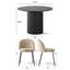 Ensemble de table de salle à manger pour 4 personnes avec table ronde et 4 chaises rembourrées en tweed-628987850