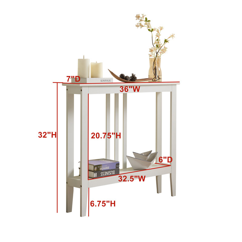 Table d'entrée Aubreyana - Console étroite - Console avec rangement - Décoration de couloir - Tables console en bois pour l'entrée - Table d'appoint console étroite