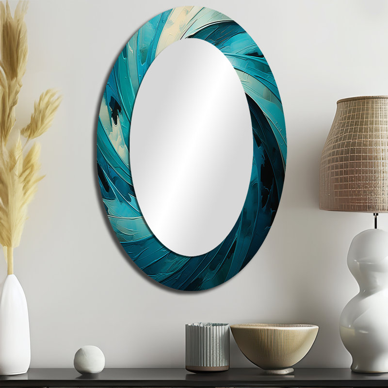 Miroir mural bleu sarcelle Majestic Motion II, 36 po x 24 po