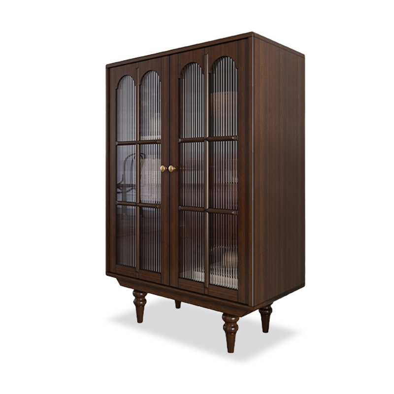 Dark-coffee Solid Wood + Glass Display Cases