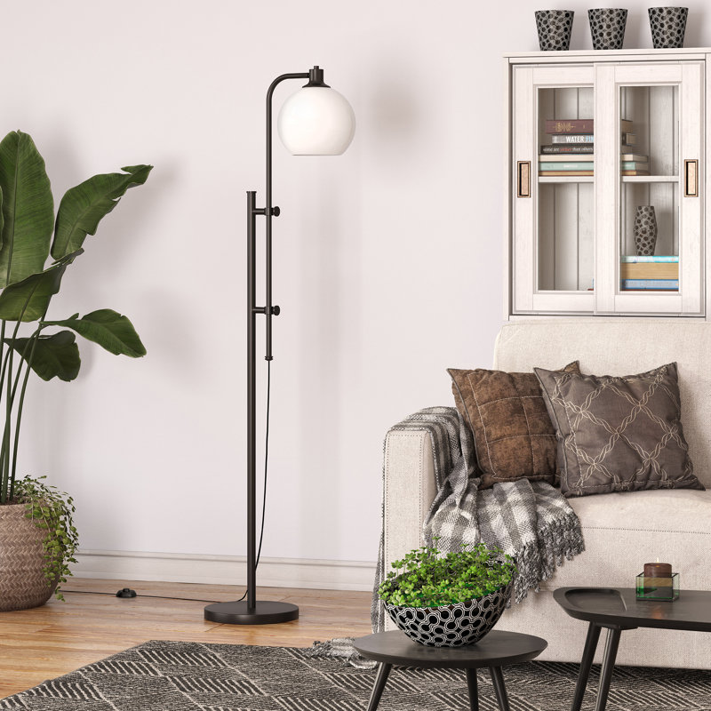 Jullianna 68'' Task Floor Lamp, Blackened Bronze, White