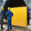 Welding Screen with Frame, 6' x 8' Welding Curtain Screen, Flame-Resistant Vinyl Welding Protection Screen on 4 Swivel Wheel (2 Lockable), Moveable & Professional for Workshop/Industrial, Yellow