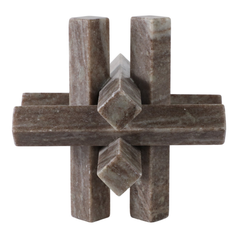 Sagebrook Home 7X7" Marble Geometric Orb, Grey