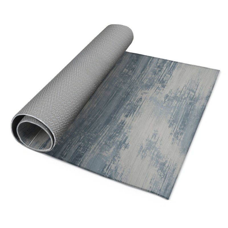 Tapis gris abstrait intérieur et extérieur, Rectangle 9 pi x 12 pi