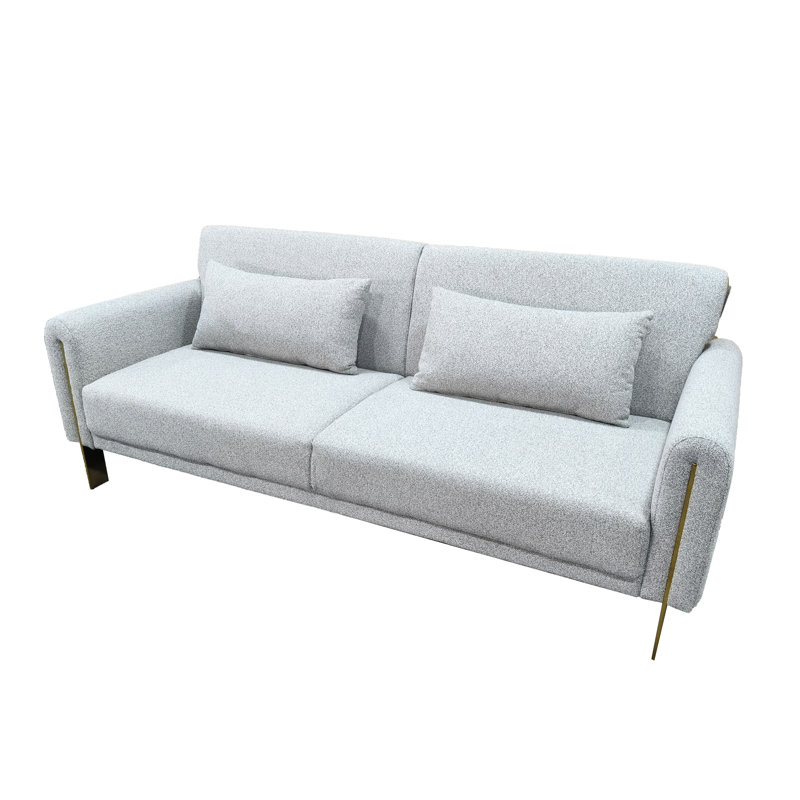 3 Seater Linen Sofa Bed, Silver