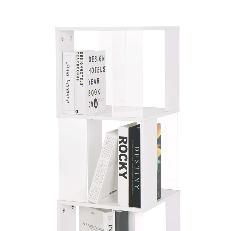 Bibliothèque rotative à 5 niveaux, support de plancher avec plaque en acrylique, Blanc, 63" H x 19.7" W x 19.7" D