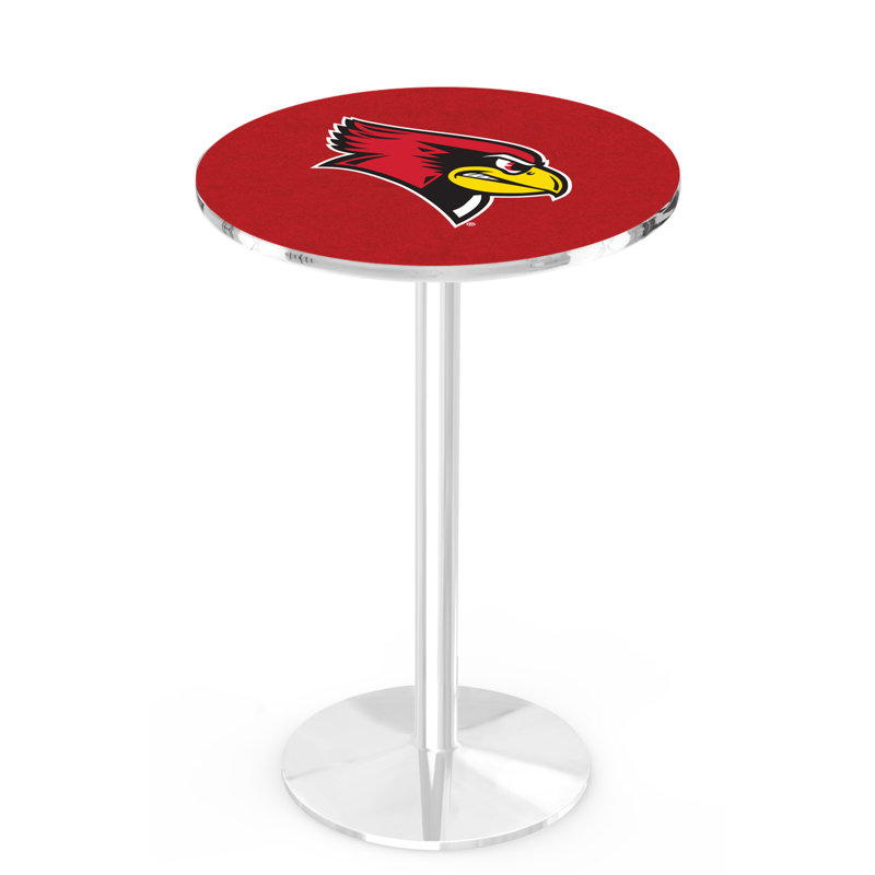 Round Metal Base Dining Table, Chrome, Illinois State University