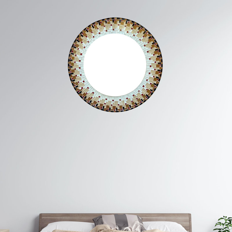 Miroir mural en mosaïque Sigler, Brun/blanc