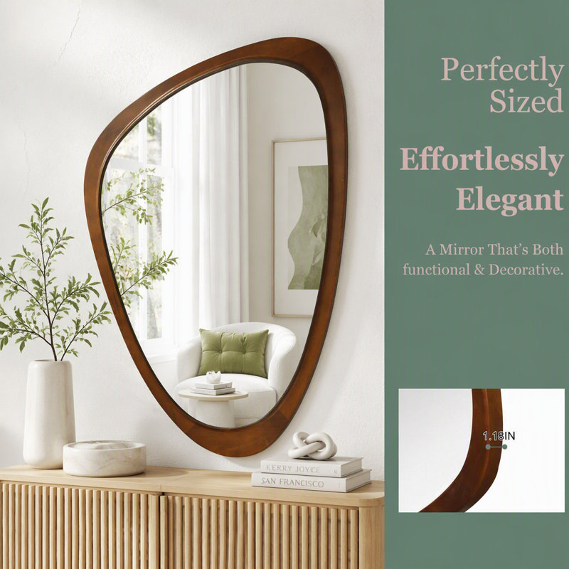 Miroir décoratif irrégulier, 24 po x 36 po, Black + Dark Walnut