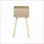 Mid-Century Modern 1-Drawer Nightstand, Rubber Wood Legs, White