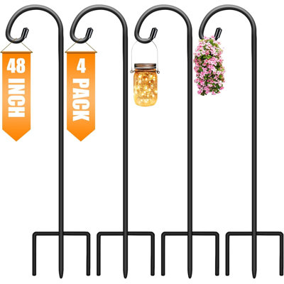 48 Inch Shepherds Hooks ,4 Pack Garden Hooks,Matte Black