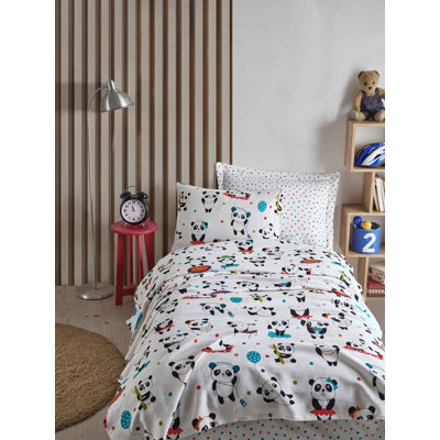 Courtepointe 100% coton blanc / noir / rouge Noell