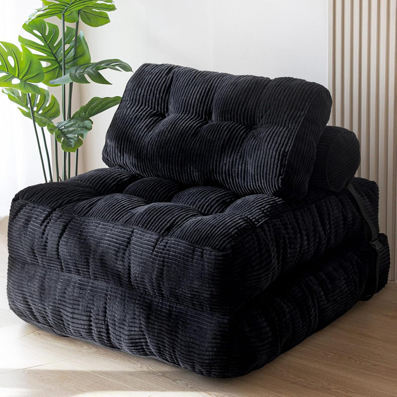 Boneless 8" Futon mattress, Folding Sofa Bed, Black, Single