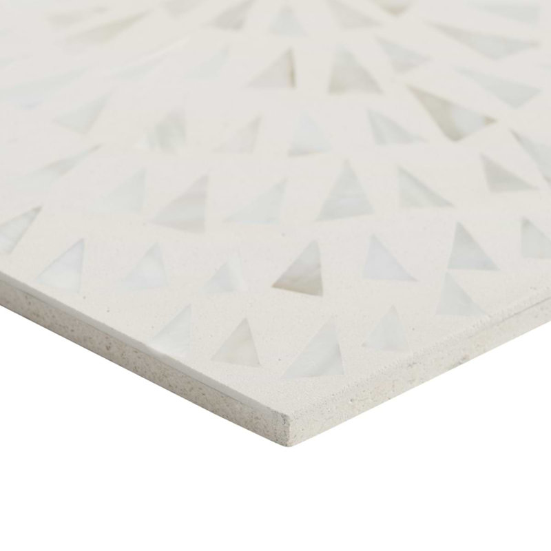 Estee 12x12 Polished Pearl Inlay and Cement Tile, Frosty White