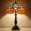 Lampe de table Tiffany en verre teinté orange avec lampe de table 12 x 12 x 19 pouces avec base en résine et décoration pour le salon