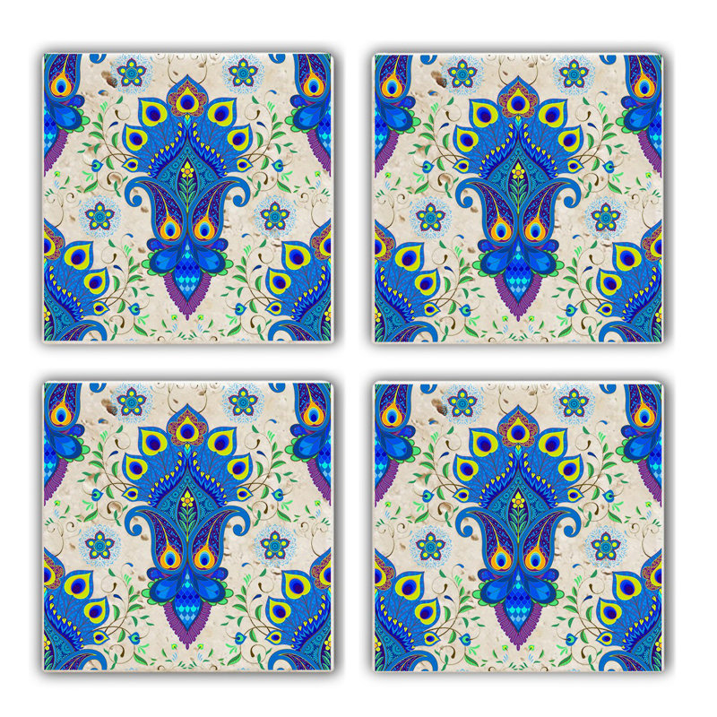 Ensemble de tapis en verre de qualité supérieure (4 pièces) de qualité supérieure, 3,9 x 3,9 x 0,4 pouces | 100% pierre naturelle pour la durabilité et l'élégance | Parfait pour protéger les surfaces, idéal pour la maison et le bureau, élégant et fonctionnel