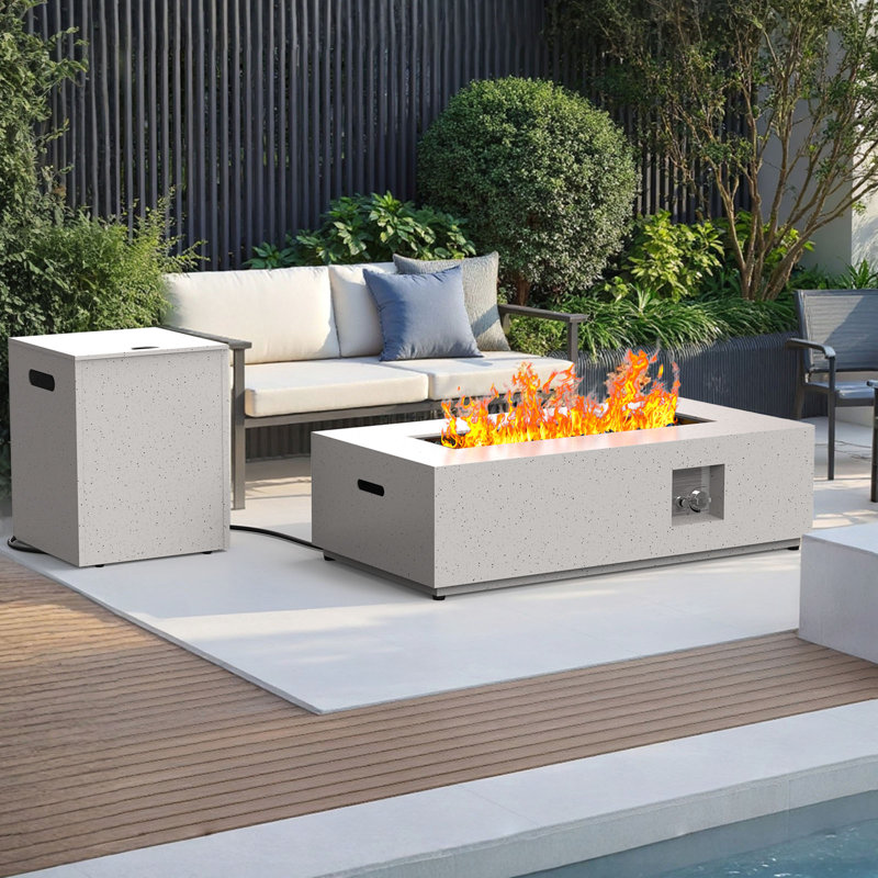 12’’ H x 44’’ W Propane Fire Pit Table with Hidden Tank Design, 50,000 BTU Metal Outdoor Gas Fire Table