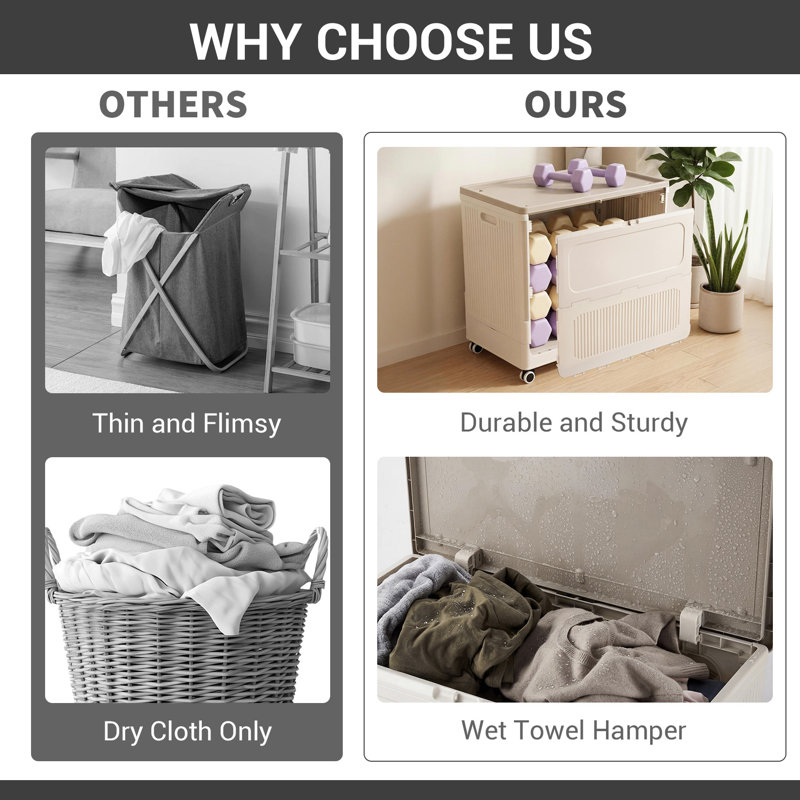 130L Laundry Hamper With Lid, Foldable Storage Basket For Yoga And Toys, Laundry Cart With Wheels For Laundry, Bathroom, Living Room, Dormitory