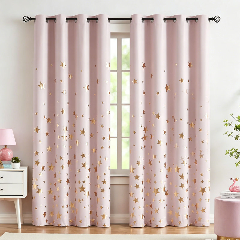 Blackout Curtain Panel Pair, Pink, 274cm Width x 132cm Drop