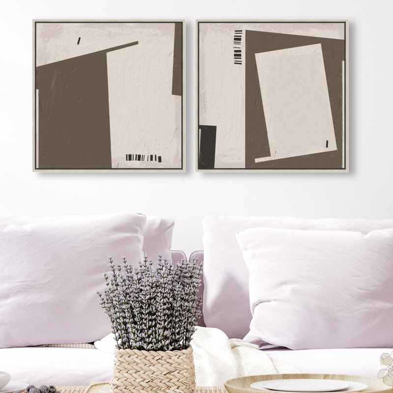 Structural Set Canvas Abstract Print by Oliver Gal, Black Frame, 12 x 12, 17"H x 17"W, Silver Floater Frame